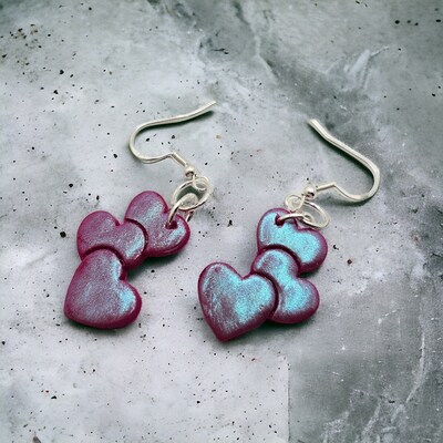 Heart clay earrings deals
